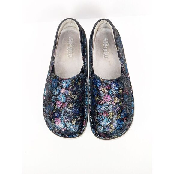 Alegria Shoes Leather SlipOn Loafer Debra Metallic Floral Comfort Nurse 38/8-8.5 - Picture 7 of 16